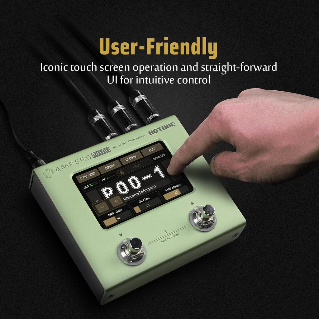HOTONE Multi Effects Processor Pedal Guitar Bass Amp Modeling IR Cabinets Simulation Multi LanguageStereo OTG USB Audio Interface Ampero Mini MP-50 (Include 10 PCS Additional Footswitch Toppers)