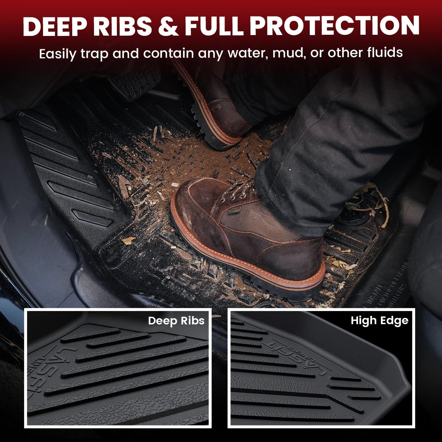 LASFIT Floor Mats for Hyundai Sonata 2020-2026 (Only Fit AWD & Gas, Not for FWD or Hybrid) / Kia K5 2021-2025 (Only Fit AWD, Not for FWD) Custom Fit TPE All Weather Floor Liners Car Mats Accessories