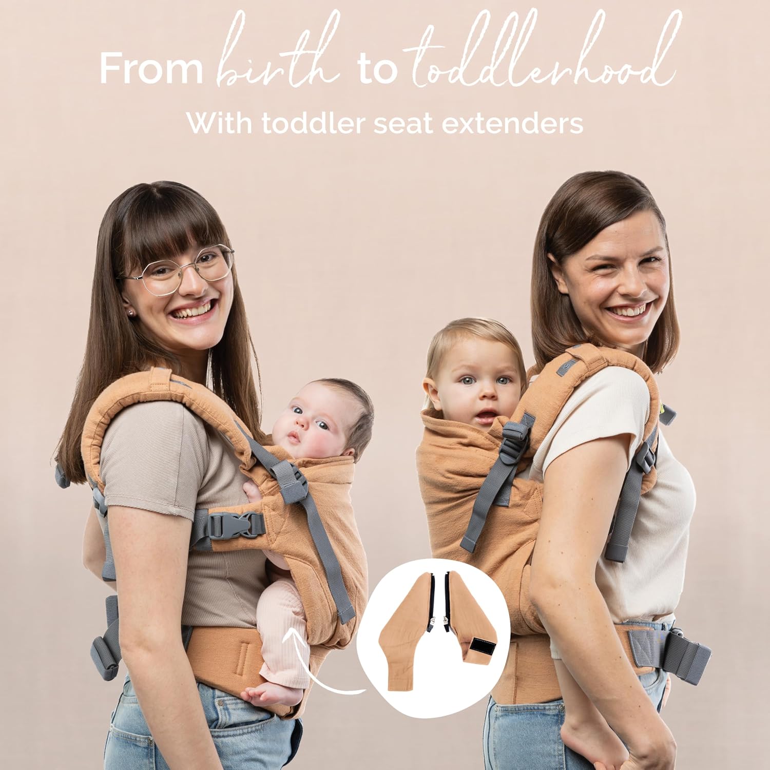 Boba X Baby Carrier Newborn to Toddler - Certified Hip Healthy, Micro-Adjustable Baby Carriers from Newborn - Breathable & Lightweight 100% Cotton Twill, Petite to Plus Size, 7-45 lbs (Linen Rye)
