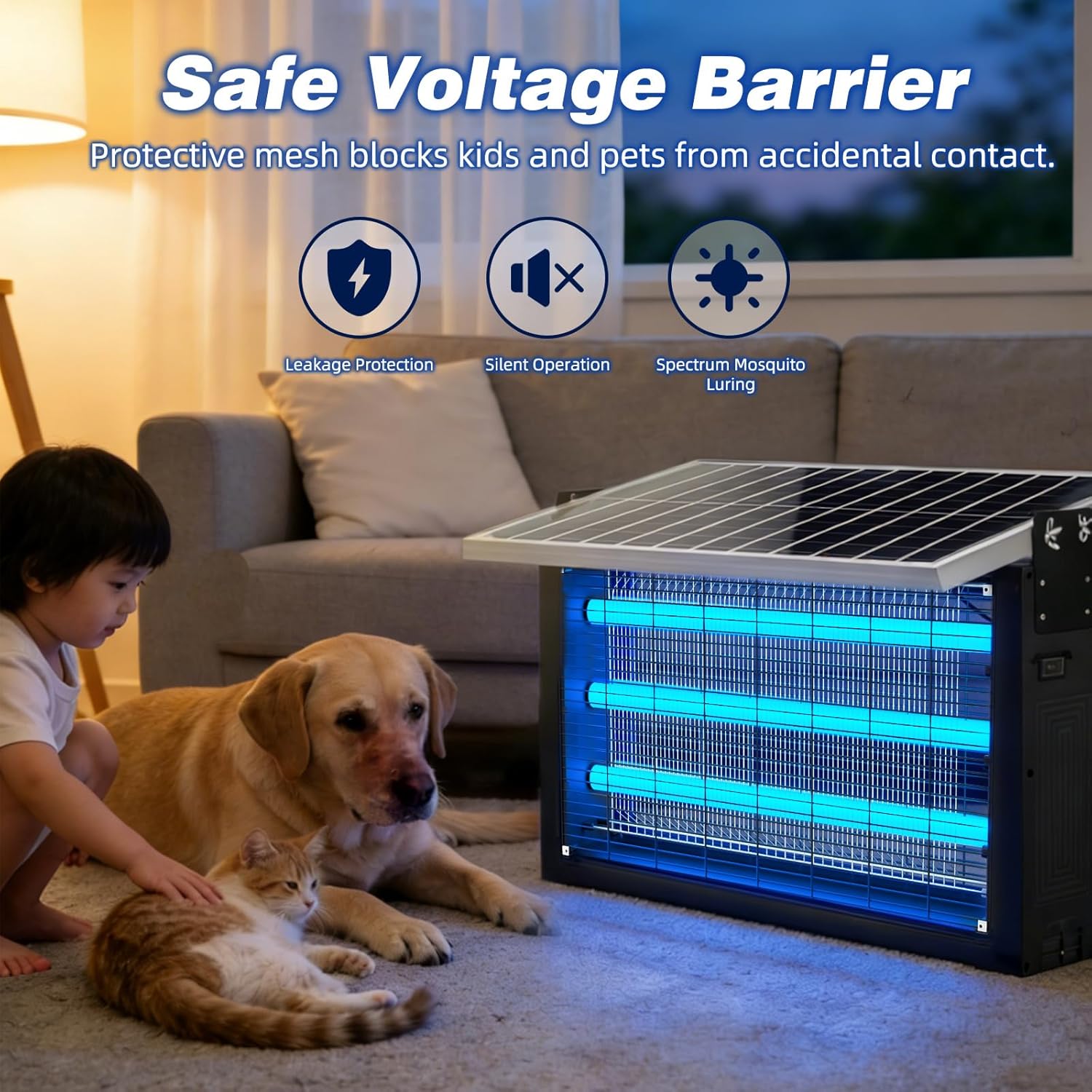 Super Large Solar Bug Zapper Outdoor for 8000 sq.ft, Portable Solar Bug Zapper with High Powered, Rechargeable Electric Bug Zapper for Patio Garden Backyard RV Camping Farm and Large Spaces