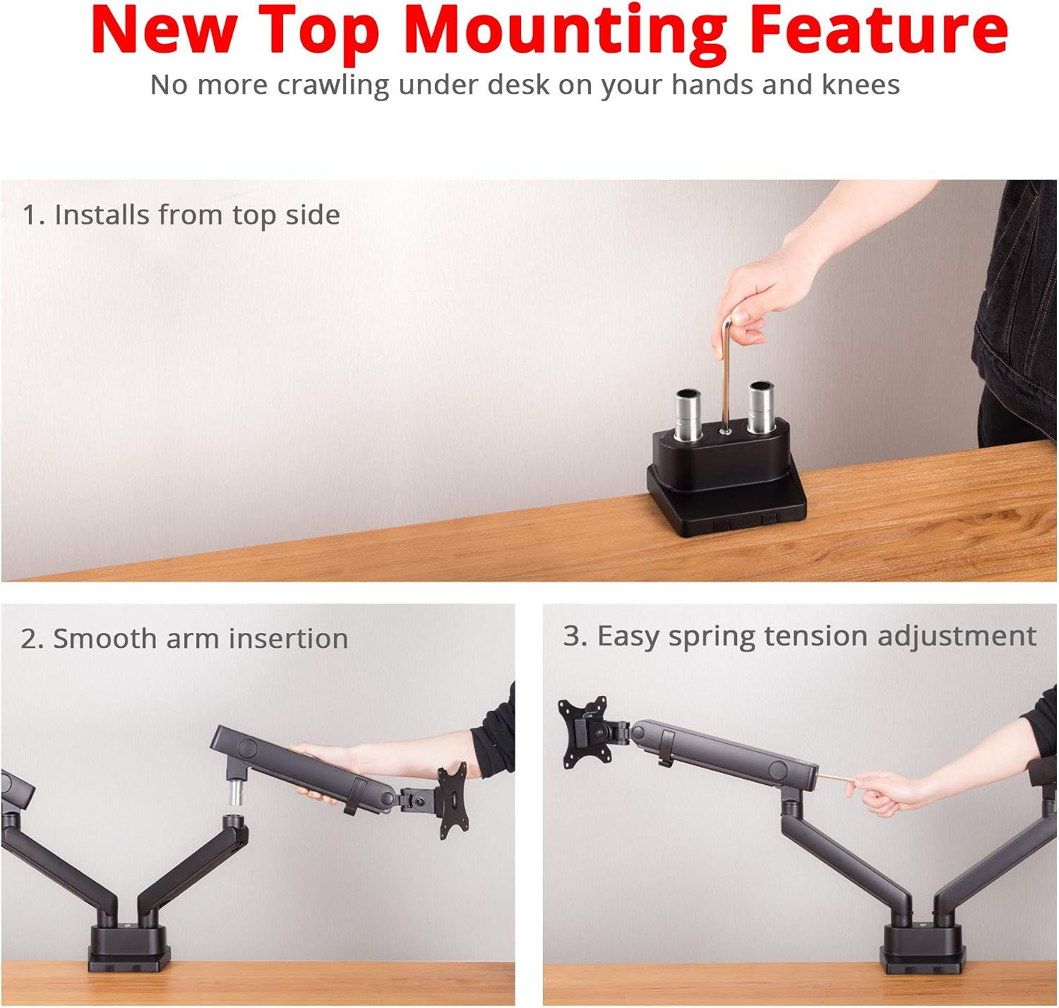 SIIG Aluminum Mechanical Dual Monitor Arm Mount - Height Adjustable Desk Mount for 17in to 32in Screens - 17.6lbs Each Arm - VESA 75x75mm 100x100mm, Black