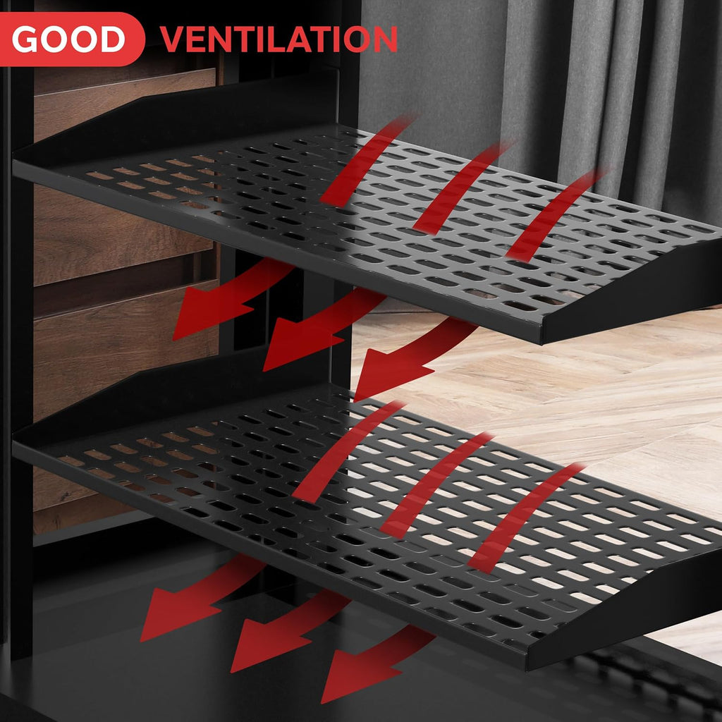 Pyle 19-Inch 1U Server Rack Shelf - 6 pcs. Vented Metal Shelves for Optimal Airflow, Wall or Rack MountableSupports up to 110 lbs, 17 x 10' Shelf Tray for Cabinets, Computers & Network Equipment