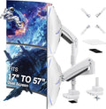 AVLT Dual 57 Inch Heavy Duty Stacking Monitor Arm Pole Top Mount with USB-C&A Ports-White, Height Adjustable, Easy Install Top C-Clamp/Grommet w/Reinforcement Plates, VESA Compatible 200/100/75