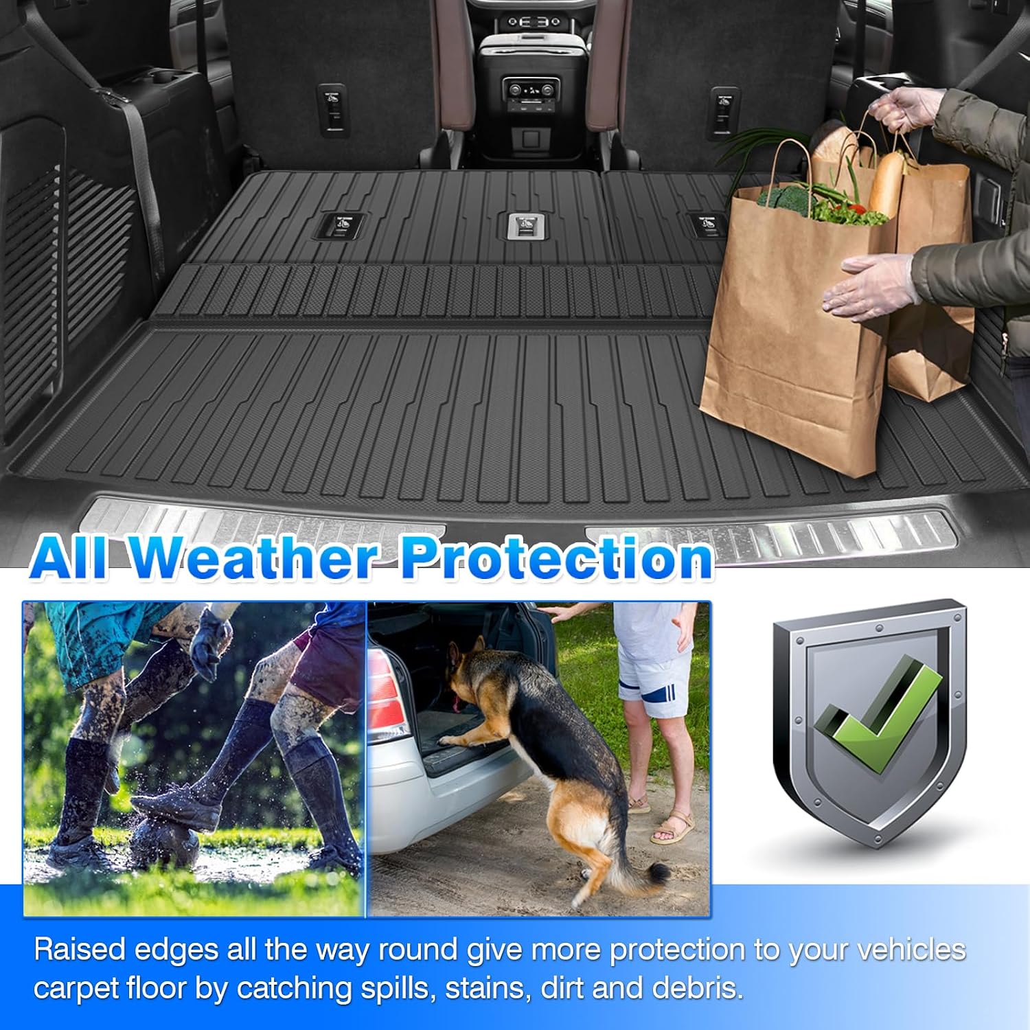 Floor Mats for 2021-2025 2026 Chevrolet/Chevy Tahoe & GMC Yukon (Not for Yukon XL, Only for 8 Seats), All Weather Cargo Liner for Tahoe Accessories, Heavy Duty TPE Cargo Mats, Car Accessories