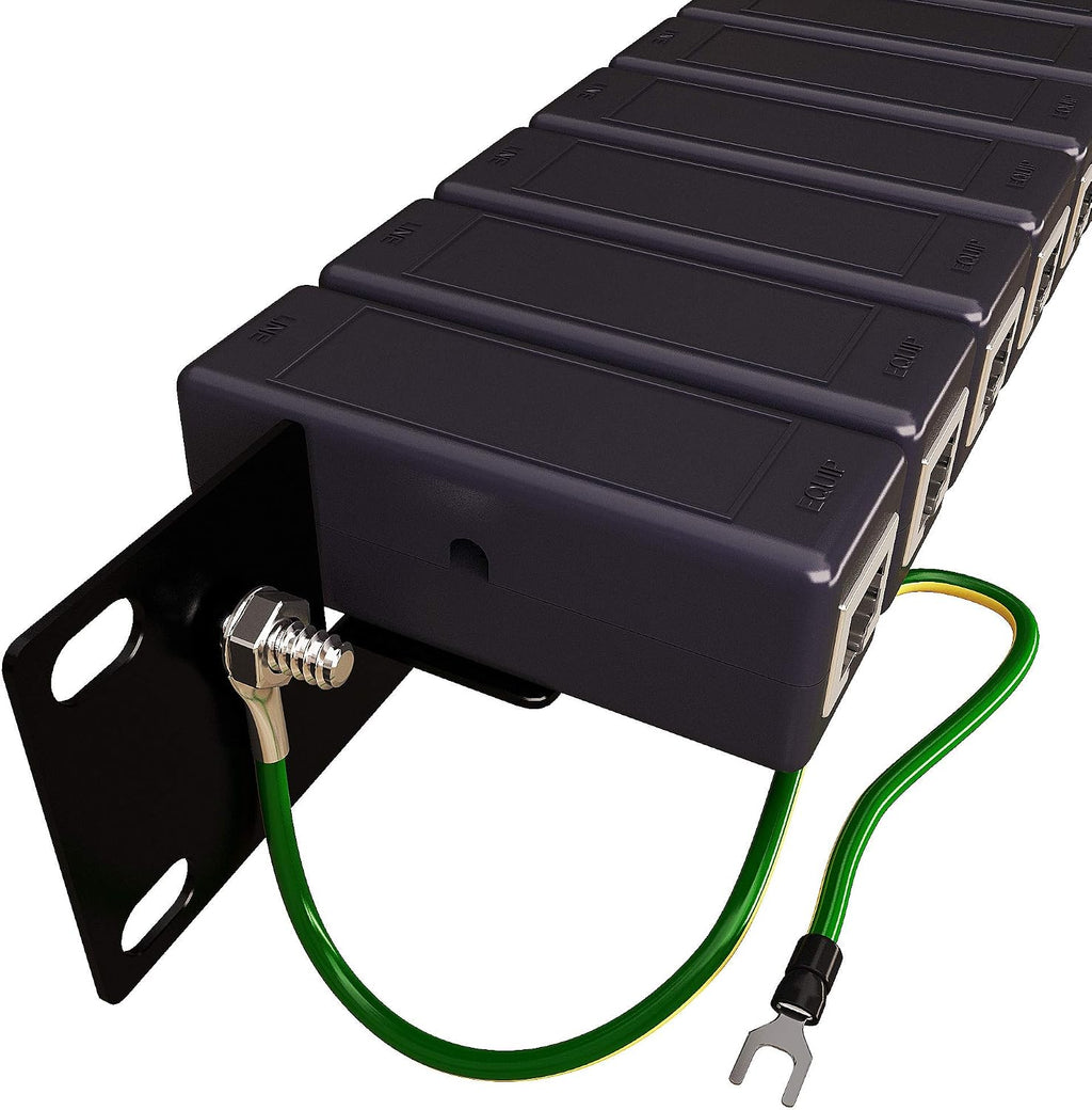 19' Rack Mount (16 Port) Ethernet Surge Protector PoE+ Gigabit (Server Rackmount 1U)