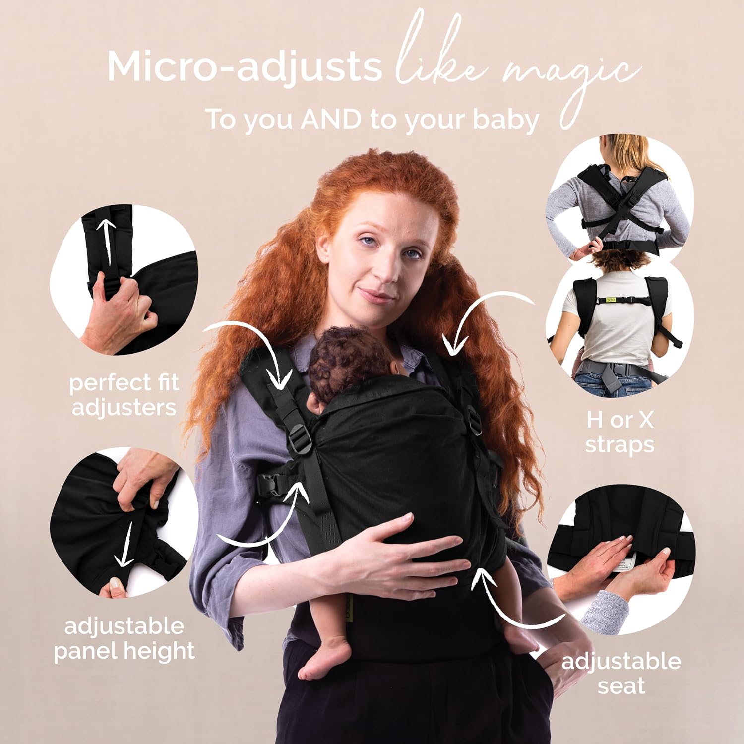 Boba X Baby Carrier - Newborn to Toddler Adjustable, 2-in-1 Convertible Front and Backpack Carrier 7 to 45 lbs, Ergonomic Baby Carrier with Crossable Straps (Black Beauty)