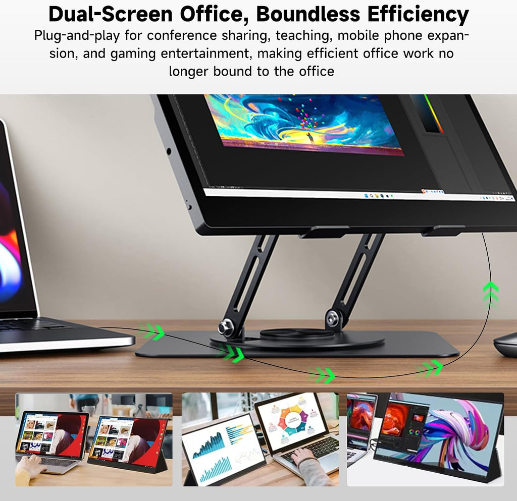 15.6' Portable Monitor 4K OLED Touchscreen, 100% Adobe RGB 10-Bit Color, USB-C External Display for Laptop, PC, Mac, Phone, Gaming, with Smart Cover & Stand