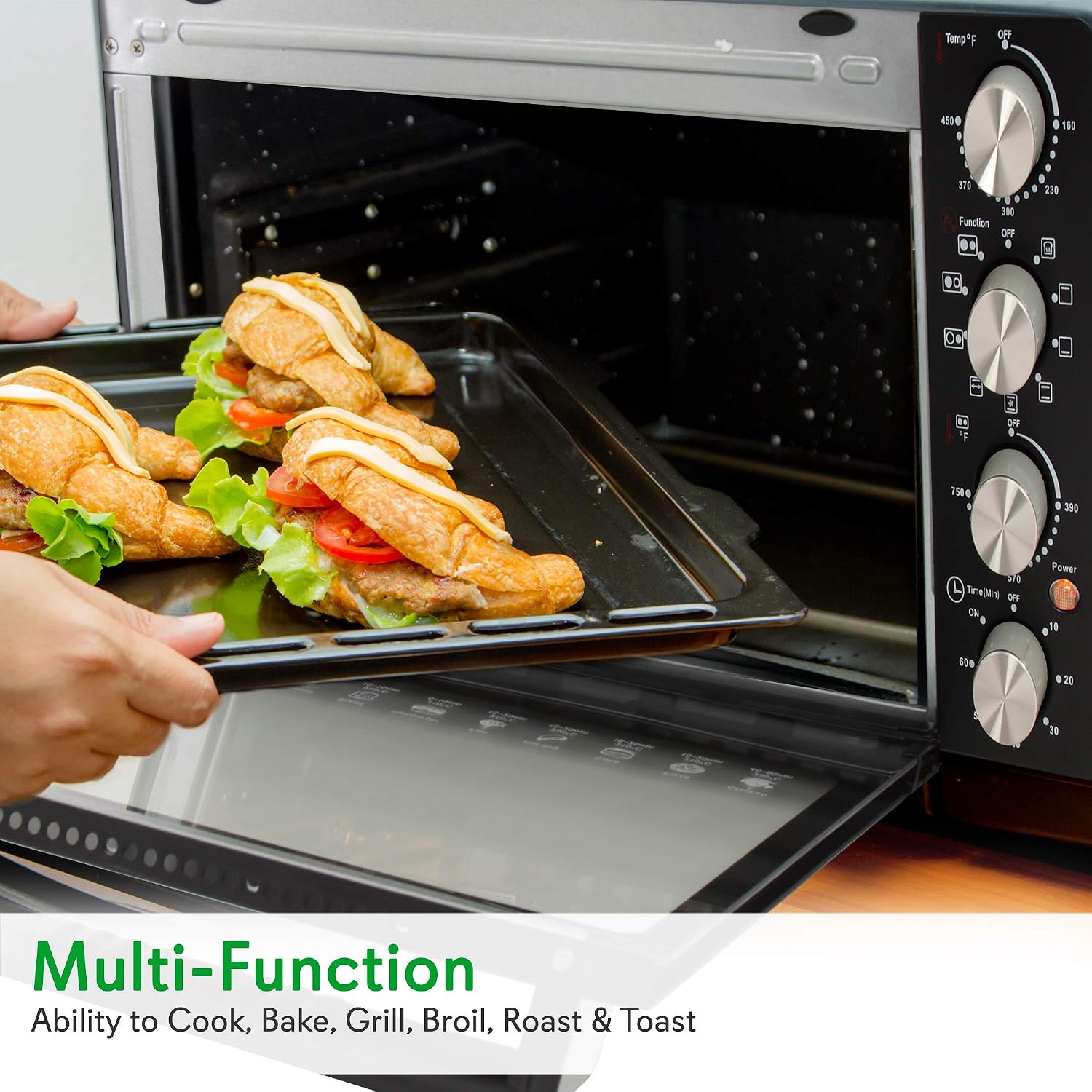 NutriChef Kitchen Convection Electric Countertop Rotisserie Toaster Oven Cooker with Food Warming Hot Plates, 30+ Quart (AZPKRTO28)
