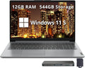 Lenovo IdeaPad 1 15.6' HD Laptop, Intel Pentium Silver N6000, 12GB RAM, 544GB Storage (256GB SSD+128GB eMMC+160GB Docking Station Set), Intel UHD Graphics, Num Pad, 1 Year Office 365, Win 11 S, Gray