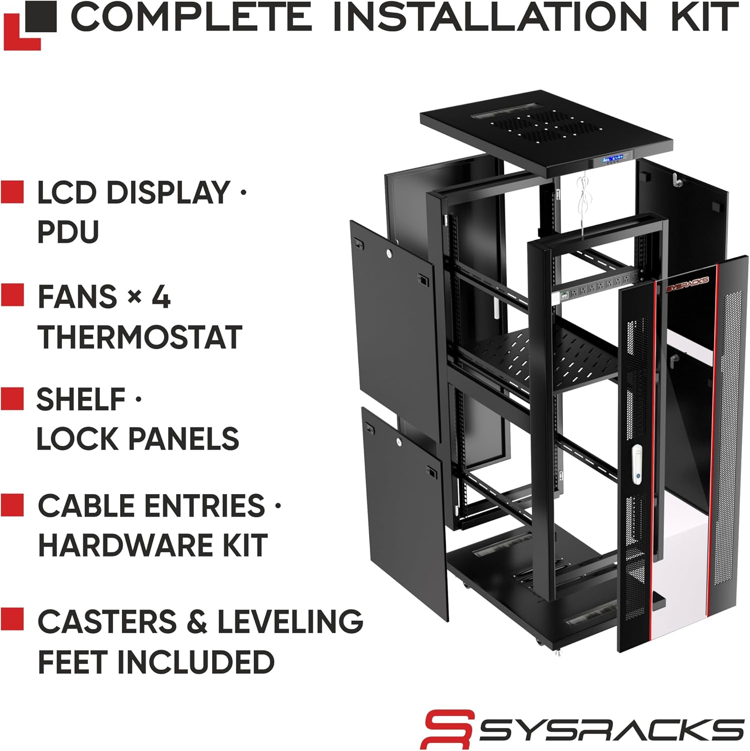 32U Home Server Rack Cabinet – 19' Floor Standing Network Rack, 39' Deep Homelab Rack with Locking Glass Door, Cooling Fans, PDU & Shelf for NAS, Router, Switch and AV Equipment