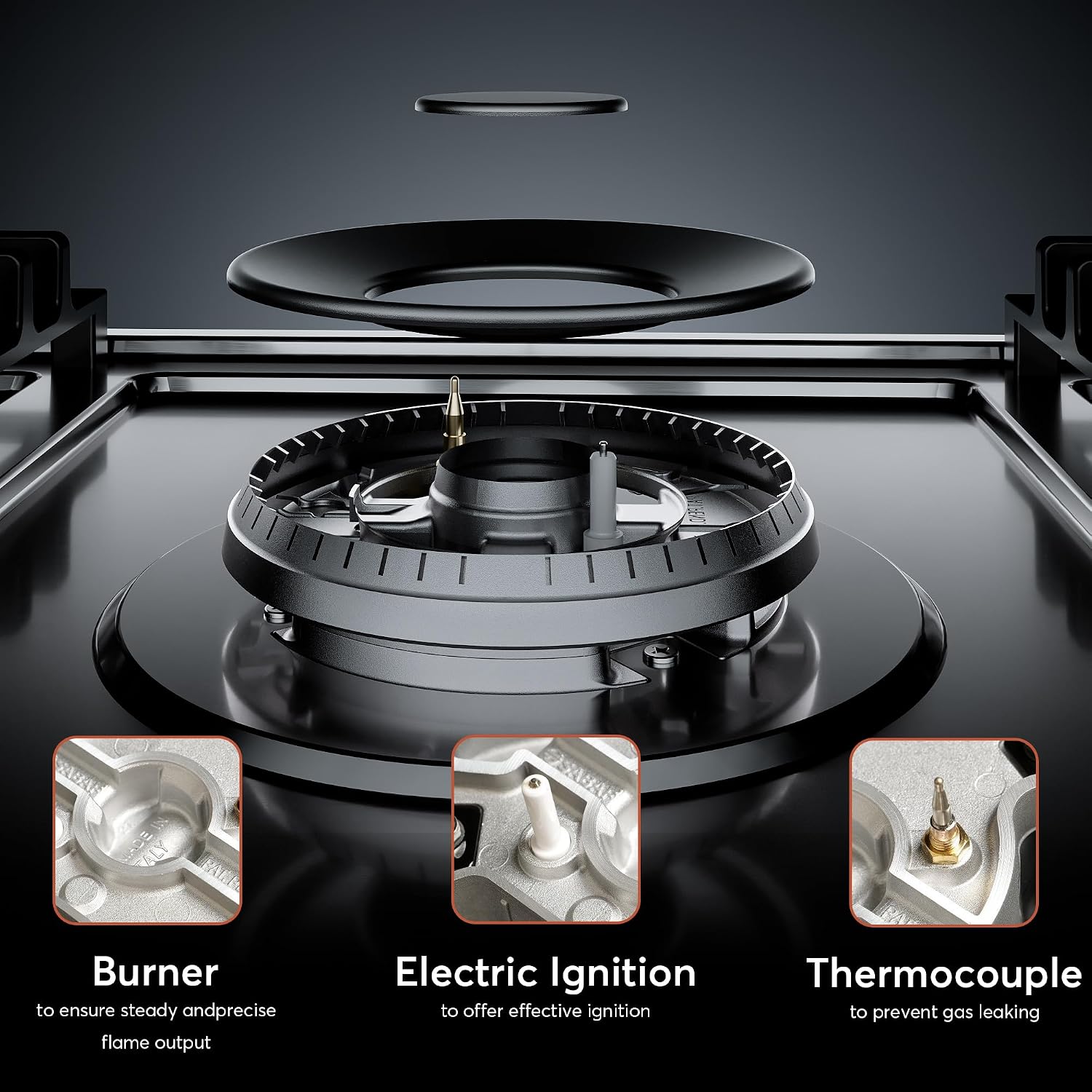 Empava 30' Recessed Gas Stove Cooktop with 5 Italy SABAF Sealed Burner NG/LPG Convertible in Stainless Steel, 30 inches