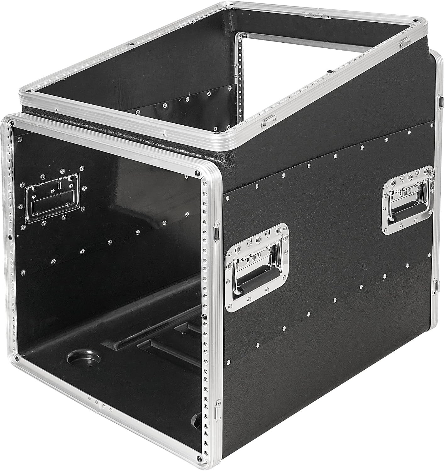 Sound Town Lightweight and Compact 10U ATA ABS Rack Case, with Slant Mixer Top, Casters, 24.5' Depth, 12U Top and 10U Side Spaces (STMR-A12X10UW)