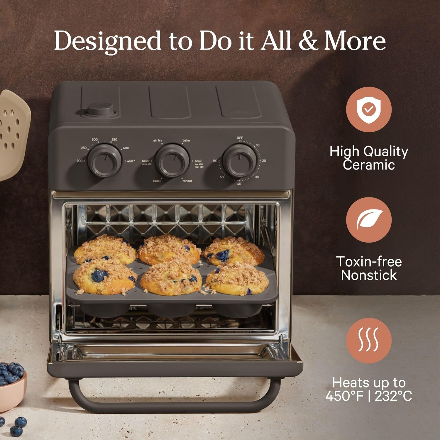 Our Place Wonder Oven + Baker's Kit | 6-in-1 Air Fryer & Toaster Oven with Steam Infusion | 3-Piece Nonstick Ceramic Bakeware Set (Round, Square & Muffin Pan) | Non-Toxic PFAS-Free Baking | Steam