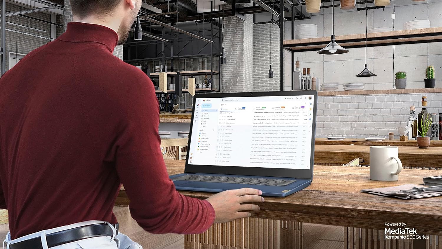 Lenovo 2023 14'' FHD Touchscreen Slim 3 Chromebook Laptop Business Student, 8-Core MediaTek Kompanio 520 Processor, 4GB RAM, 64GB eMMC, WiFi 6,Chrome OS+MarxsolCables, Abyss Blue