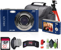 Minolta MND20 44 MP / 2.7K Quad HD Digital Camera (Blue) + 32GB Memory Card + 12 inch Flexible Tripod + Memory Card Wallet + USB Card Reader, SD/microSD + More