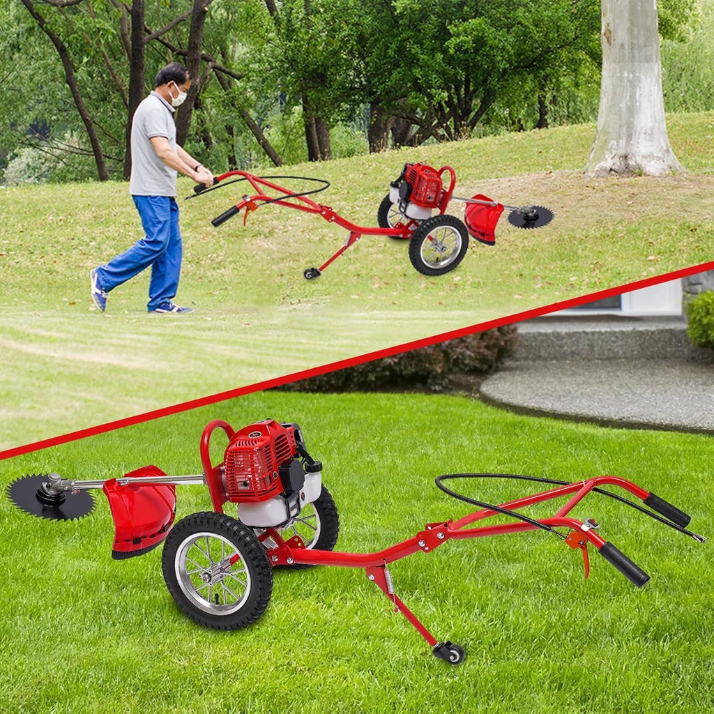 49CC 2-Stroke Gas Mower Grass Trimmer for Garden,Hand Push Weeding Machine Grass Cutter Garden Tool,Portable Multifunction Gas Brush Cutter String Trimmer for Yard