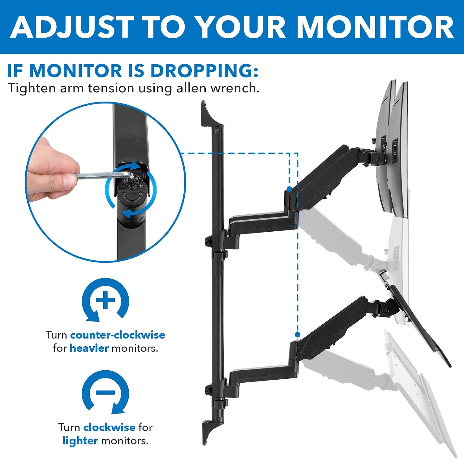 Mount-It! Dual Monitor Arm Wall Mount Workstation with Keyboard Tray & CPU Holder, Height Adjustable Gas Spring Full Motion Computer Station, Fits 17–32' VESA 75x75 100x100, Black