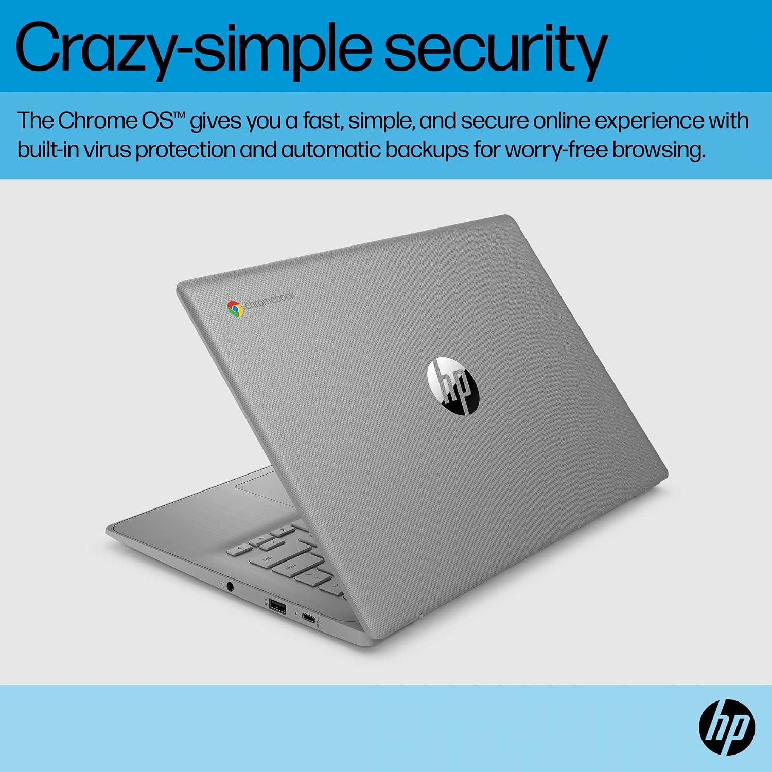 HP Chromebook 14 Laptop (14' HD, Intel 4-Core Celeron N4120, 4GB RAM, 128GB Storage (64GB + 64GB SD)) for Home & Student, Light Weight & 14-Hr Battery Life, Webcam, Wi-Fi, IST HUB, Chrome OS