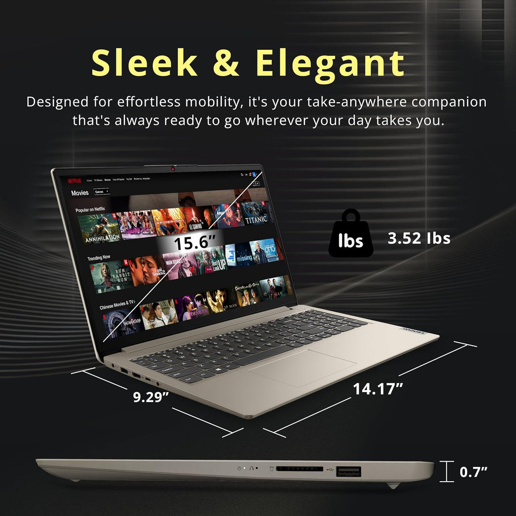 Lenovo IdeaPad 1 15.6' HD Business Laptop, Intel Celeron N4500, 20GB RAM, 1TB SSD+128GB eMMC, Intel UHD Graphics, Numeric Keypad, 1 Year Office 365, Wi-Fi 6, Win11 Pro, Sand, 1TB Docking Station Set