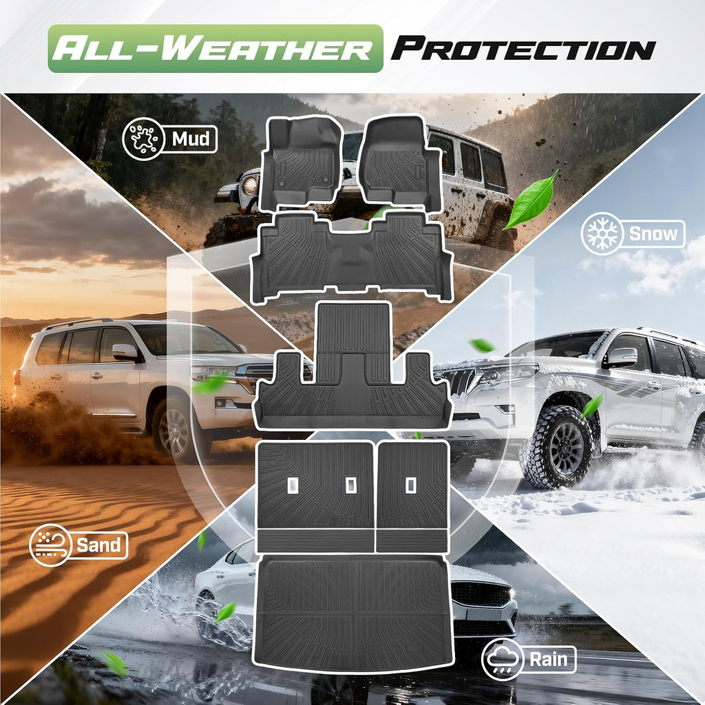 Cartist Floor Mats for Ford Expedition MAX 2018-2024 (7 & 8 Seats/2nd Row Bench Seat), All Weather Cargo Liner for Expedition Accessories, Heavy Duty Car Mats (Only Fit MAX)