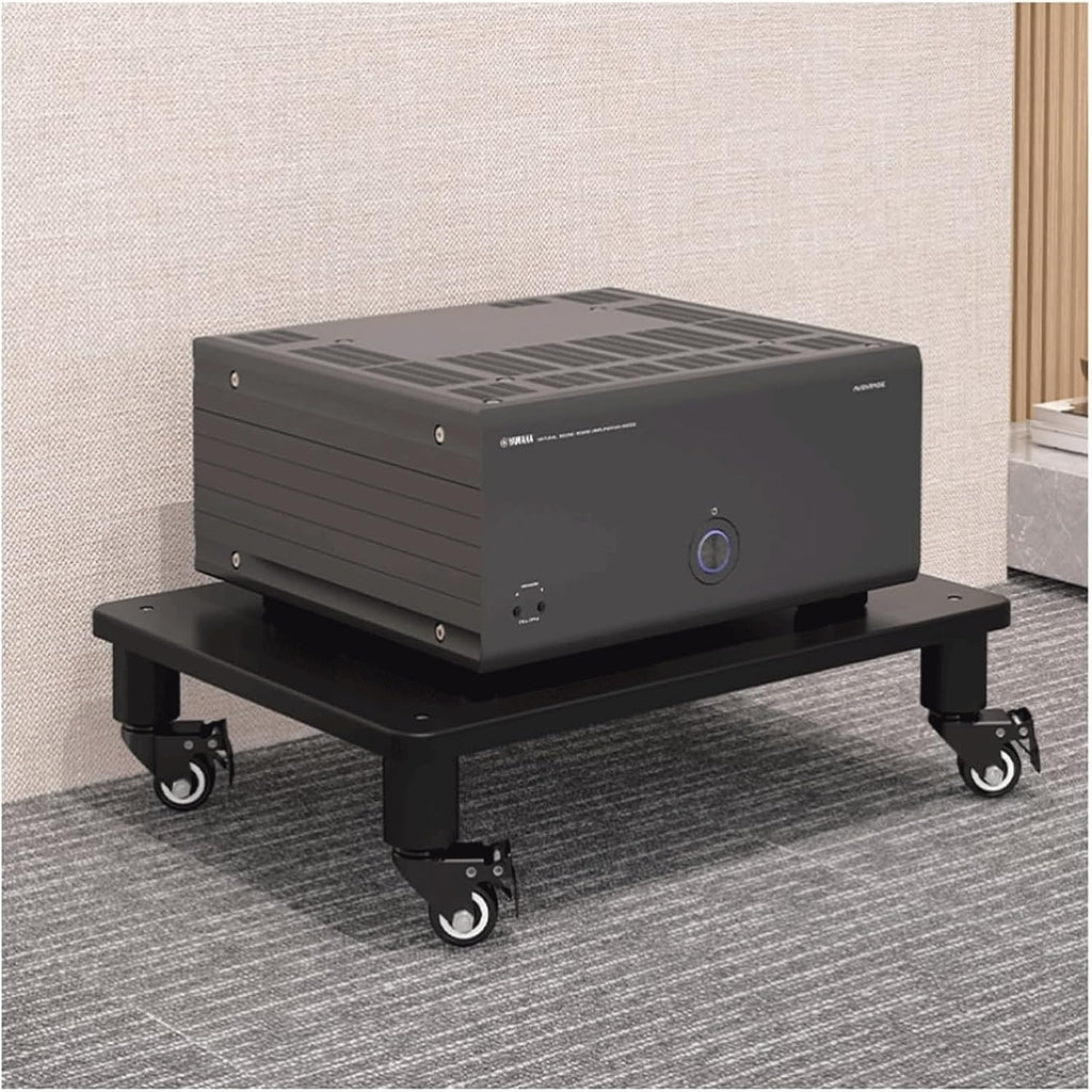 Audio Rack Stereo Rack Wooden Audio Equipment Rack Audio Open Rack Cabinet HiFi Rack Audio-Video Shelving with Wheels Movable(Nero,1 Tier)