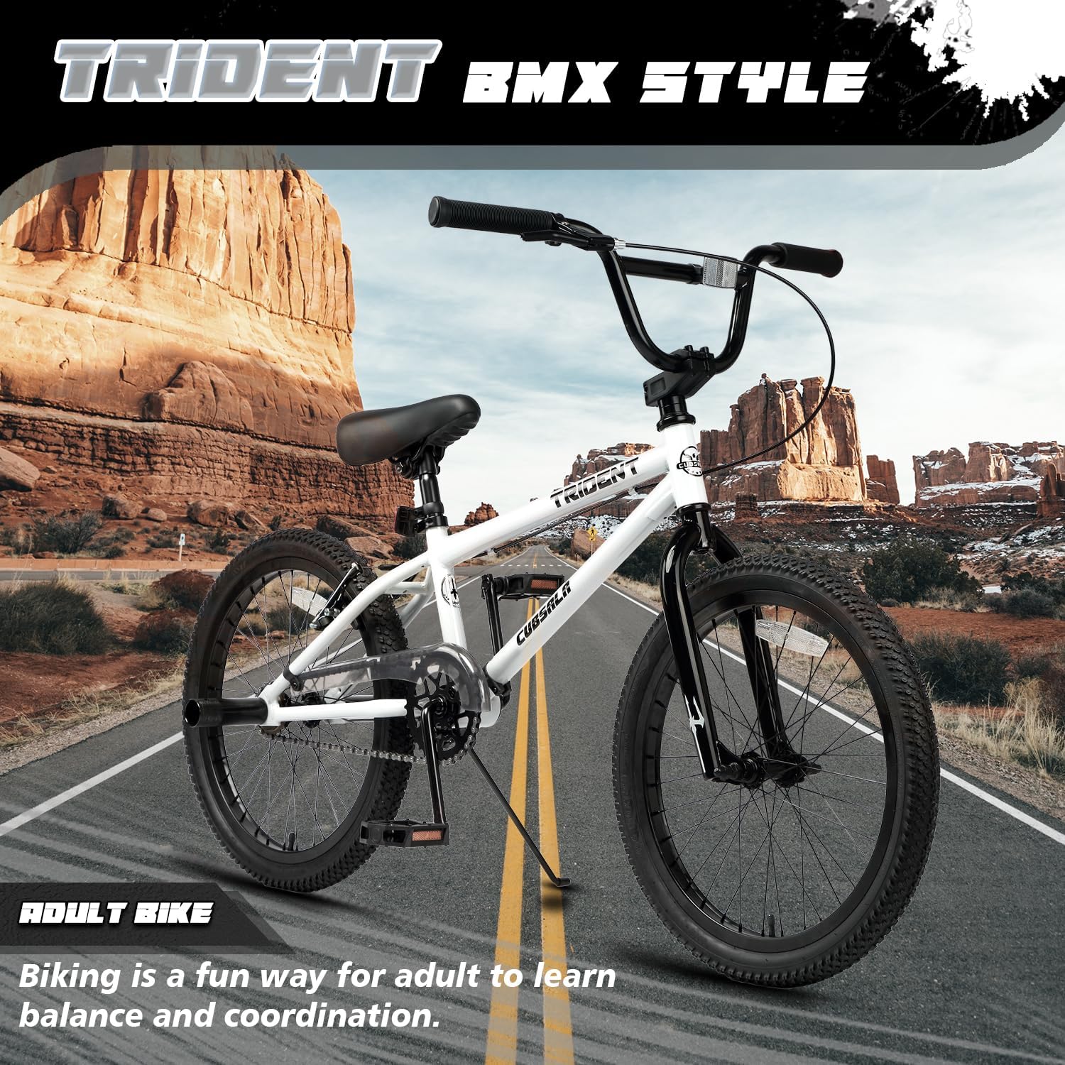 cubsala 20 24 26 Inch BMX Race Bike Trident Bicycles Beginner-Level to Advanced Riders with 2 Pegs, Multiple Colors
