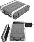 2U ABS Rack Case Shallow 12' Depth, 19' Rackmount Flight Road Travel Case, Waterproof Protective Hard Case with Customized Foam, Wireless Mic System Storage/Amp/Effect/DJ Mixer