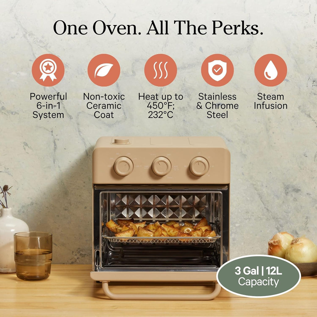 Our Place Wonder Oven + Baker's Kit | 6-in-1 Air Fryer & Toaster Oven with Steam Infusion | 3-Piece Nonstick Ceramic Bakeware Set (Round, Square & Muffin Pan) | Non-Toxic PFAS-Free Baking | Steam