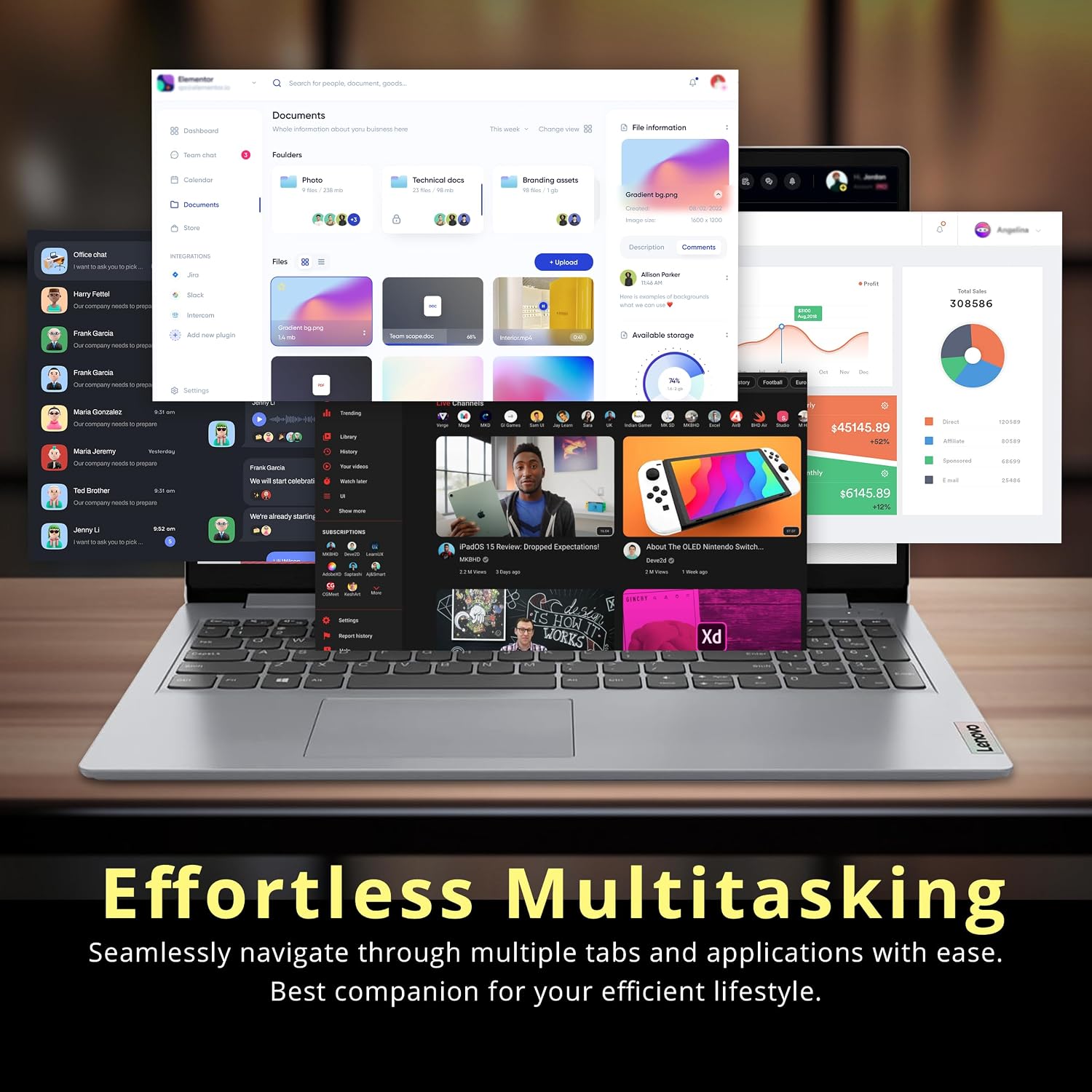 Lenovo IdeaPad 1 15.6' HD Laptop for Students & Business, Intel Celeron N4500, 12GB RAM, 512GB SSD+128GB eMMC, Full-Size Keyboard, WiFi 6, 1 Year Office 365, Win 11, Gray, 160GB Docking Station Set