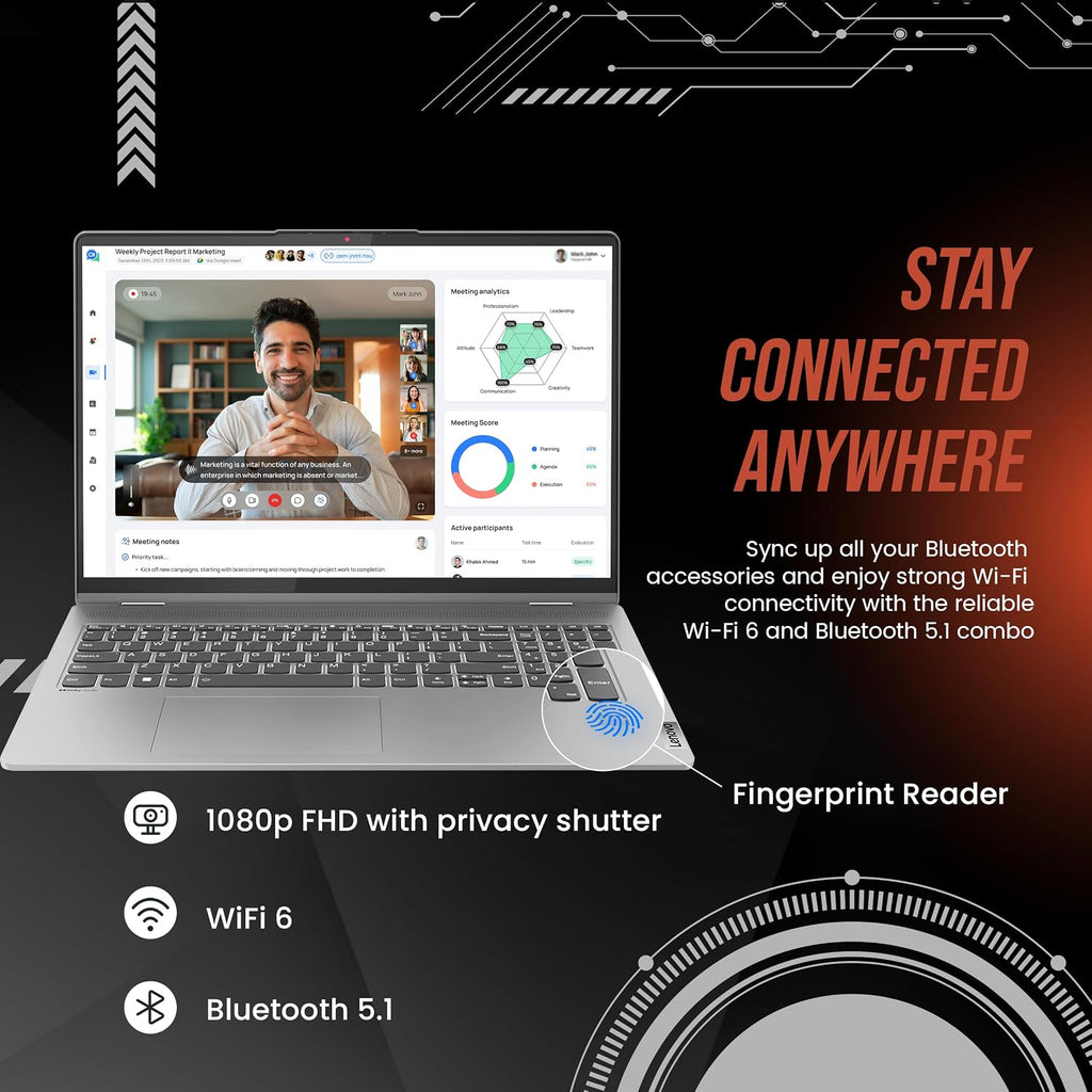 Lenovo IdeaPad Flex 5 2-in-1 Laptop, 16' WUXGA Touchscreen, AMD Ryzen 7 7730U, 16GB RAM, 1TB SSD, AMD Radeon Graphics, Fingerprint Reader, Wi-Fi 6, Win 11 Pro, Grey, 128GB Hotface USB Card