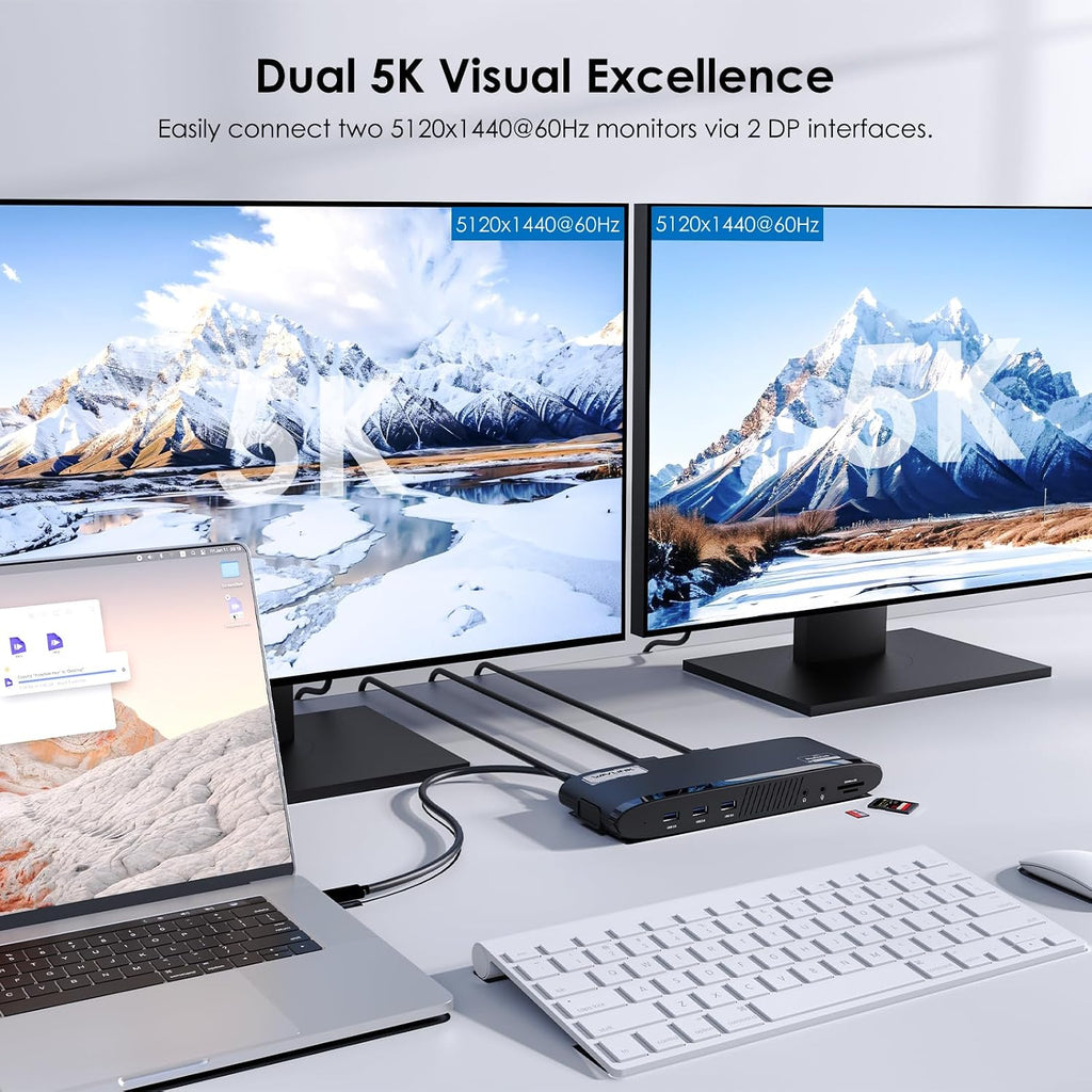 WAVLINK DisplayLink Docking Station, Dual Monitor for Mac M1/M2/M3/M4 & Windows, 14-in-1 with 100W 2 DP/2 HDMI 4K, SD/TF, 5 USB Ports, Ethernet, Audio