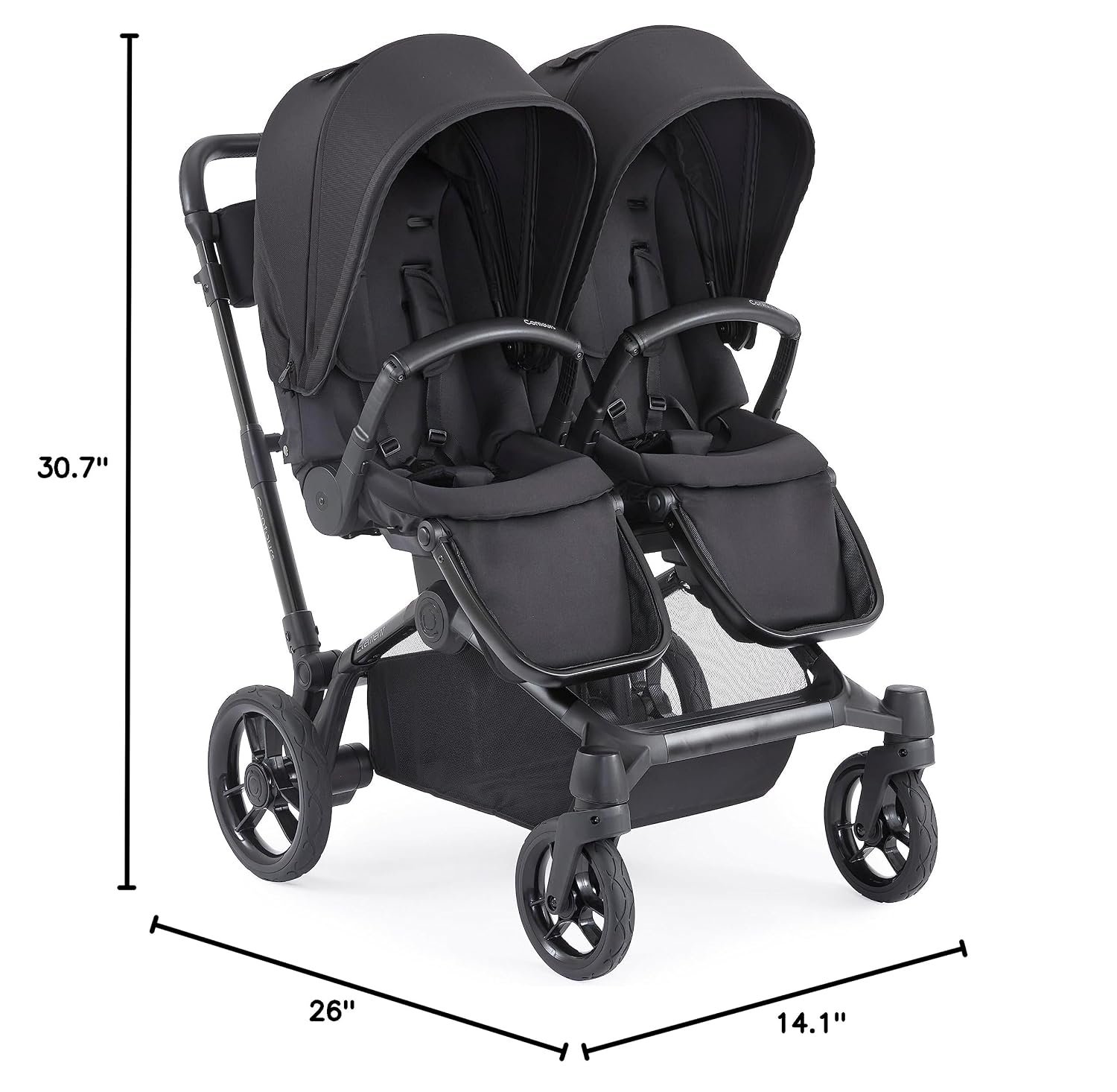 Contours Full Size Second Seat Accessory, Exclusive Compatibility with Element Baby Stroller (Model ZL032), Reversible Seating, Removable Napper Bar, UPF 50+ Canopy, Single to Double Mode, Black