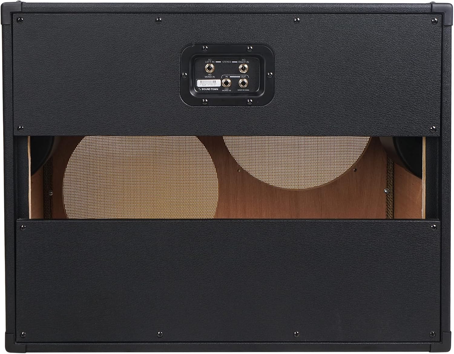 Sound Town 2 x 12 Empty Open-Back Guitar Speaker Cabinet, Birch Plywood, Mono/Stereo Jack Plate, Black, Wheat Cloth Grill, Compatible w/Celestion/Eminence Speakers (GUC212OBBK-EC)