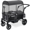 ELEMARA Foldable Wagon Stroller, Stroller Wagon for 2 Kids, Premium All Terrain Wagon for Kids with Removable Canopy, Adjustable Push/Pull Handle, Harnesses, Large Storage Bag, Gray