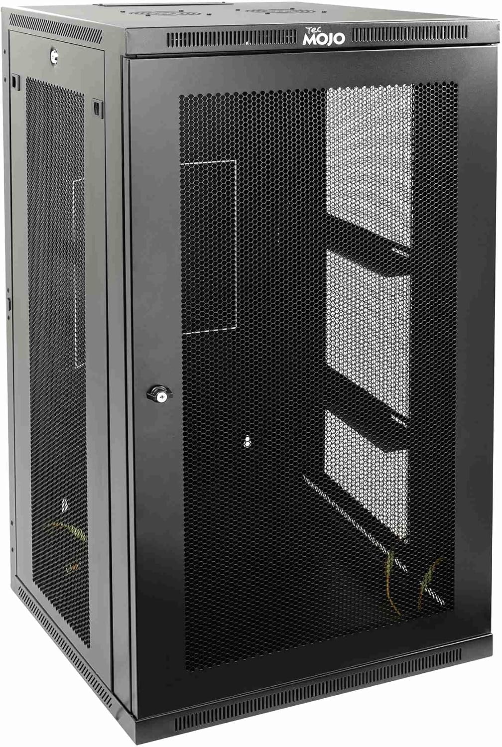 Tecmojo 22U Wall Mount Rack,22U Rack 23.6 Inch Depth,Hold Up to 176 Lbs,Enclosed Wall Mount Rack Kit for 19 Inch Network,Server and AV Gear,Mesh Door(Elite Collection)