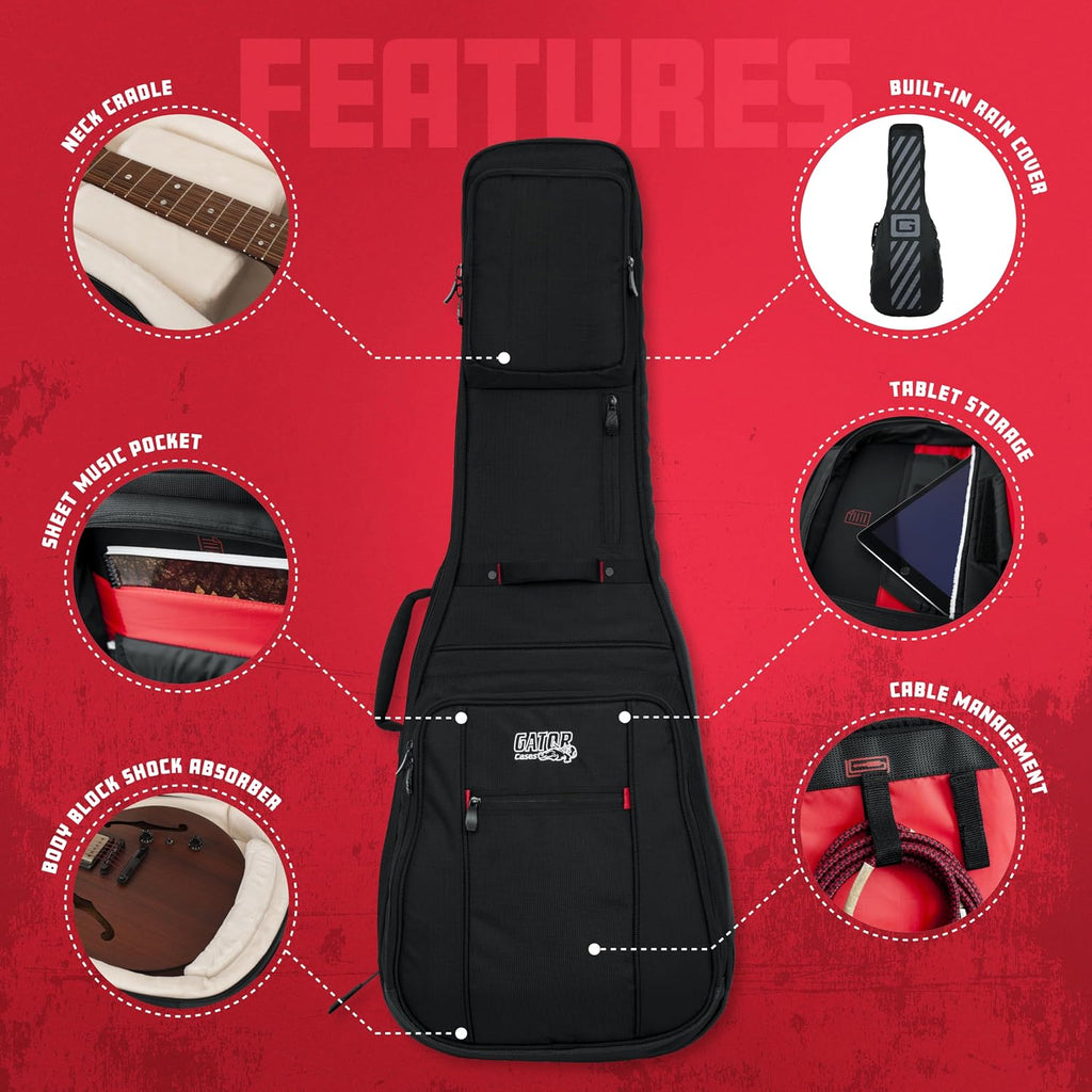 Gator Cases Pro-Go Series Ultimate Guitar Gig Bag, Fits 335 Semi Hollow or Flying V Style Guitars (G-PG-335V)