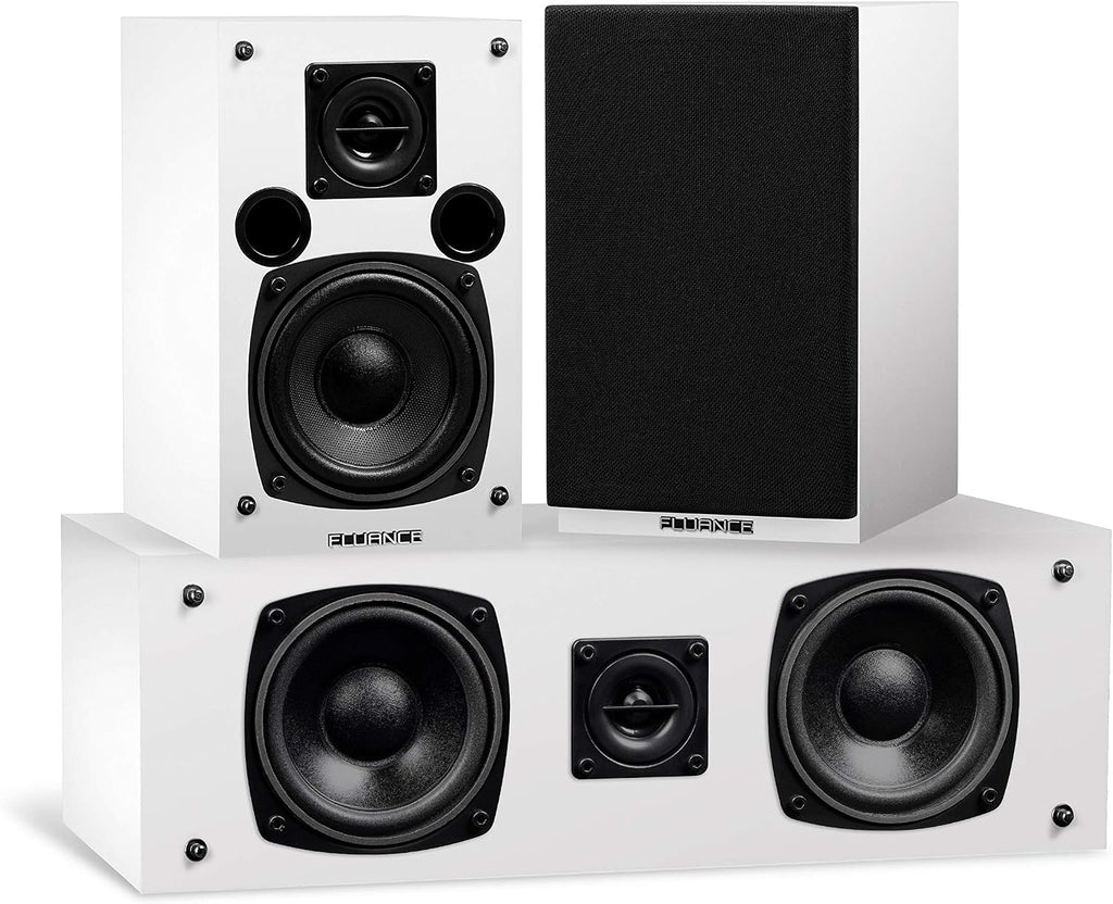 Fluance Elite High Definition Surround Sound Home Theater 5.1 Channel Speaker System Including 3-Way Floorstanding Towers, Center Channel, Rear Surround Speakers and DB10 Subwoofer - White (SX51WHR)