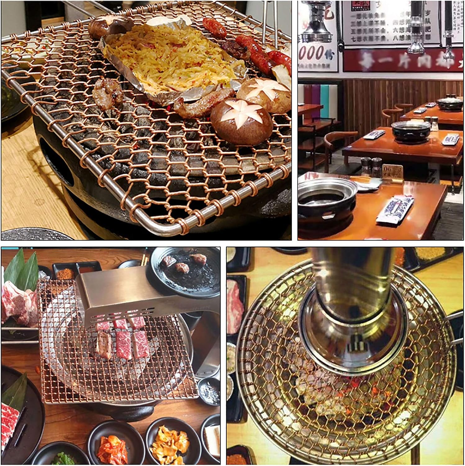 BBQ Barbeque Barbecue Grill, BBQ, Korean Household Charcoal Grill, Large Cast Iron Barbecue Meat Stove, Stainless Steel Grill Pan, 9 Styles (Color : H)