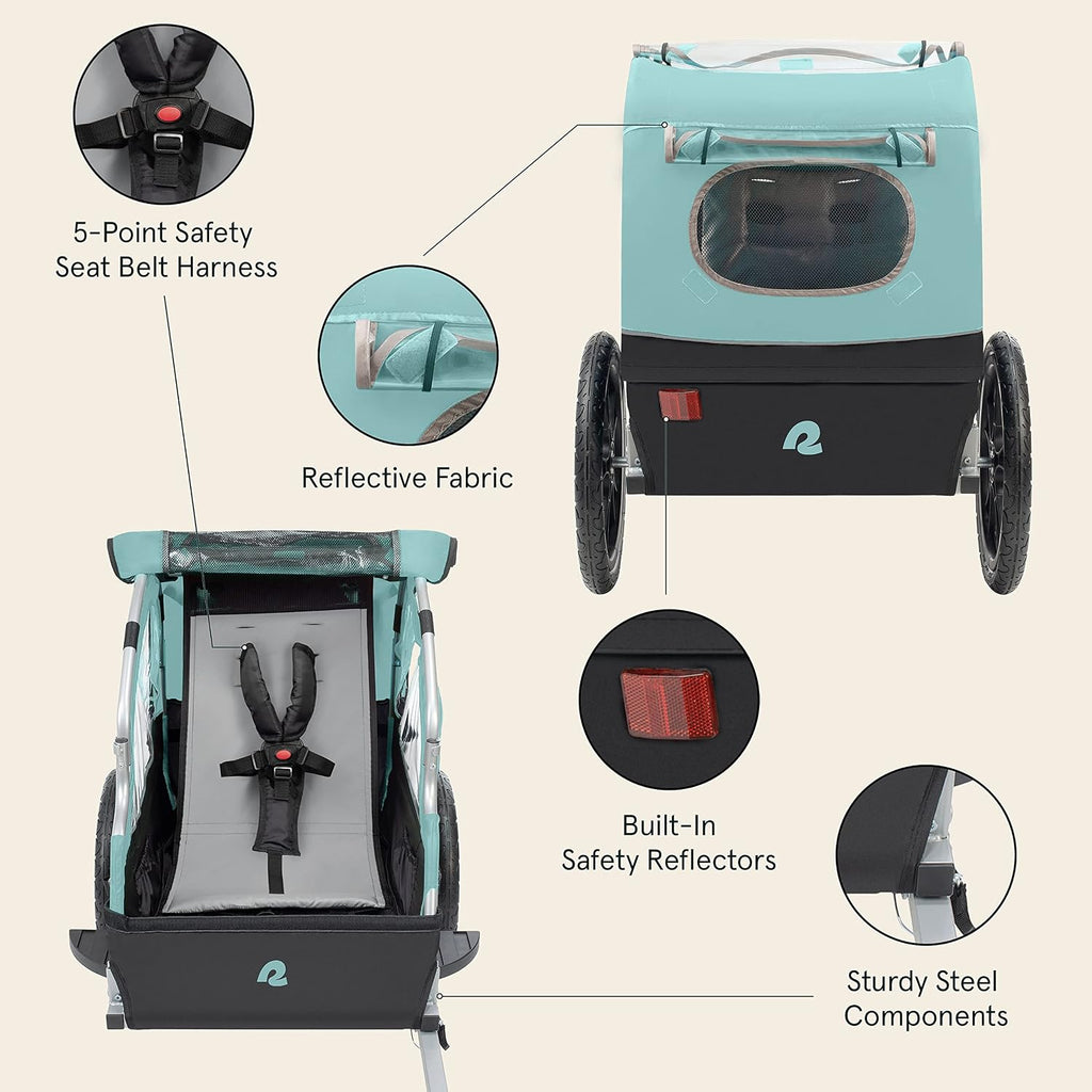 Retrospec Rover Kids Bicycle Trailer Single and Double Passenger Children's Foldable