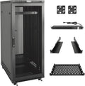Tecmojo Network Rack Cabinet,27U Server Rack,23.6 Inch Depth,Hold Up to 1800Lbs,Lockable Cabinet with Casters and Complete Accessories,Mesh Door,for Home,Office,Small Business (27U 23.6' w*23.6' d)