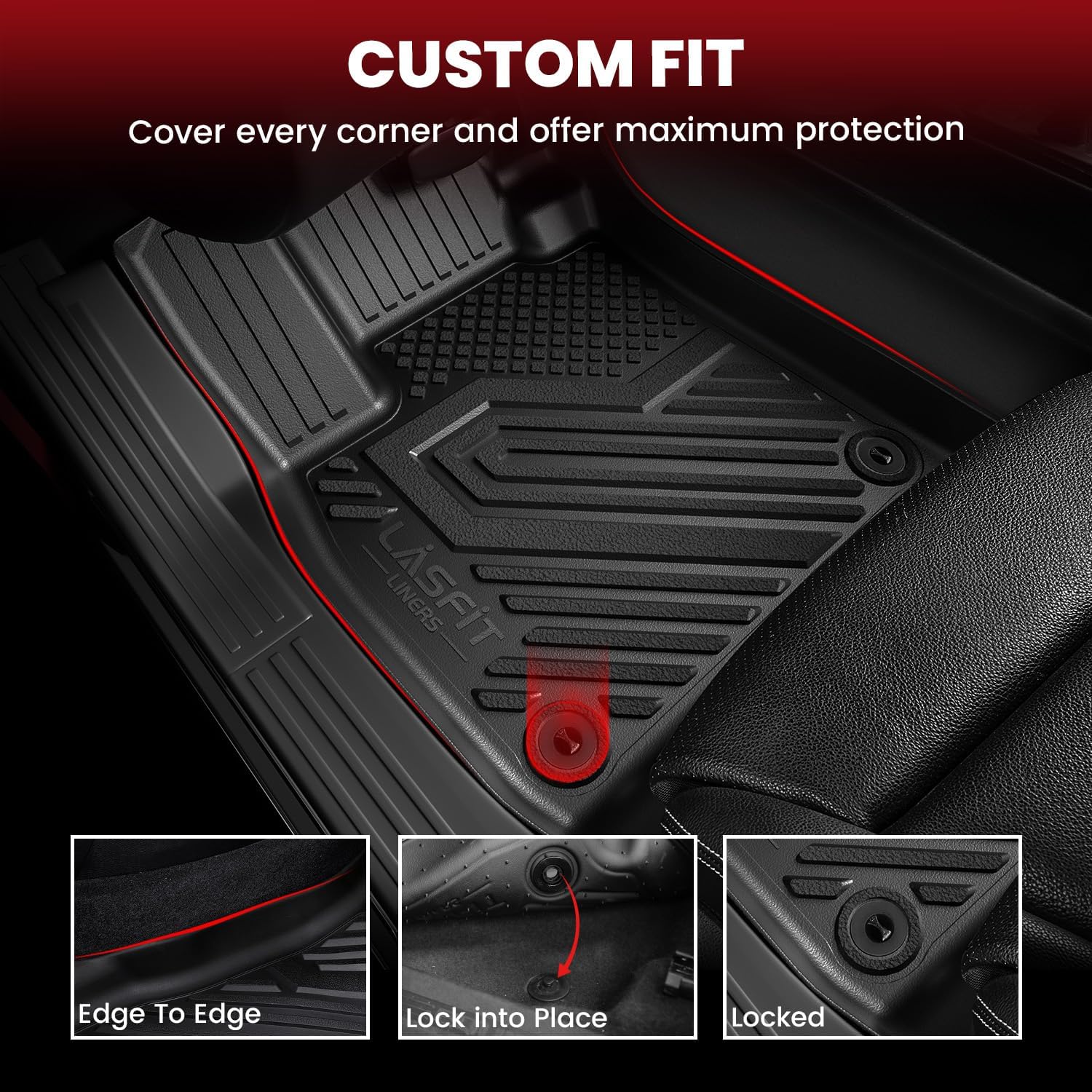 LASFIT Floor Mats & Seatback Mats & Cargo Mat for Nissan Armada/Infiniti QX80 2025-2026 (Fit 8 Seats, Not Fit 7 Seats), Custom Fit All Weather TPE Easy Clean Durable Floor Liners Car Mats,Black