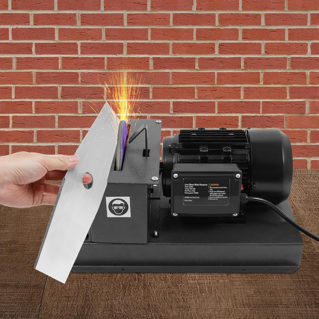 Lawn Mower Blade Sharpener, 500W 1700 RPM Lawnmower Blade Grinder with 7inch Grinding Wheel, Electric Corded Bench Mower Sharpening Machine for Gator Blades, Flat Blades,High/Low Lift Blades