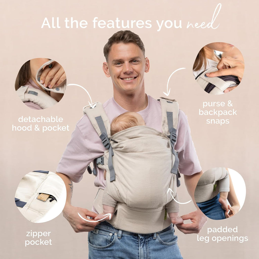 Boba X Baby Carrier Newborn to Toddler - Breathable Linen Blend, Certified Hip Healthy, Lightweight, Petite to Plus Size 7-45 lbs, Micro-Adjustable Baby Carrier from Newborn (Linen Pampas)