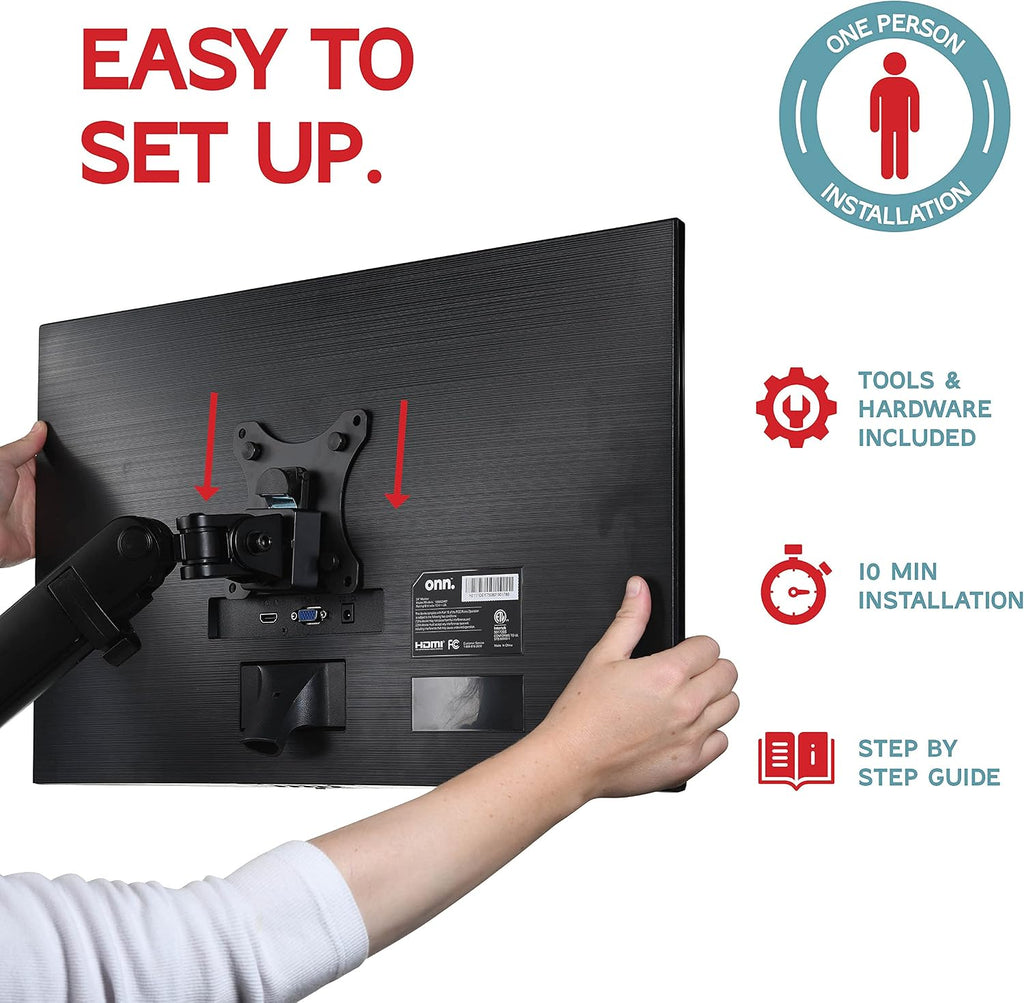 Dual Monitor Arm Stand for 35 Inch Screens - Full Adjustable VESA Mount for 2 Monitors, Heavy Duty Dual Monitor Desk Mount Compatible with C Clamp, Grommet Mounting Base, Holds 26.4lbs per Arm, Black
