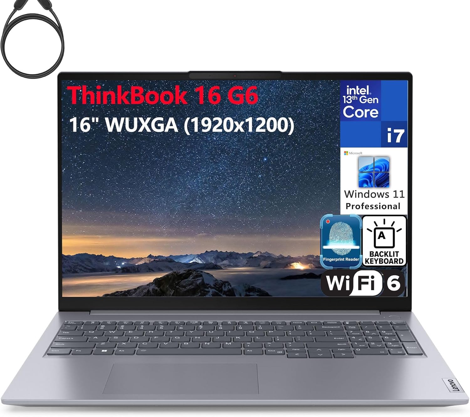 Lenovo ThinkBook 16 G6 16' FHD+ Laptop Computer, 13th Gen Intel 14-Core i7-13700H, 16GB DDR5 RAM, 512GB PCIe SSD, WiFi 6, Bluetooth 5.2, Backlight Keyboard, Fingerprint Reader, Windows 11 Pro, Tilsiy