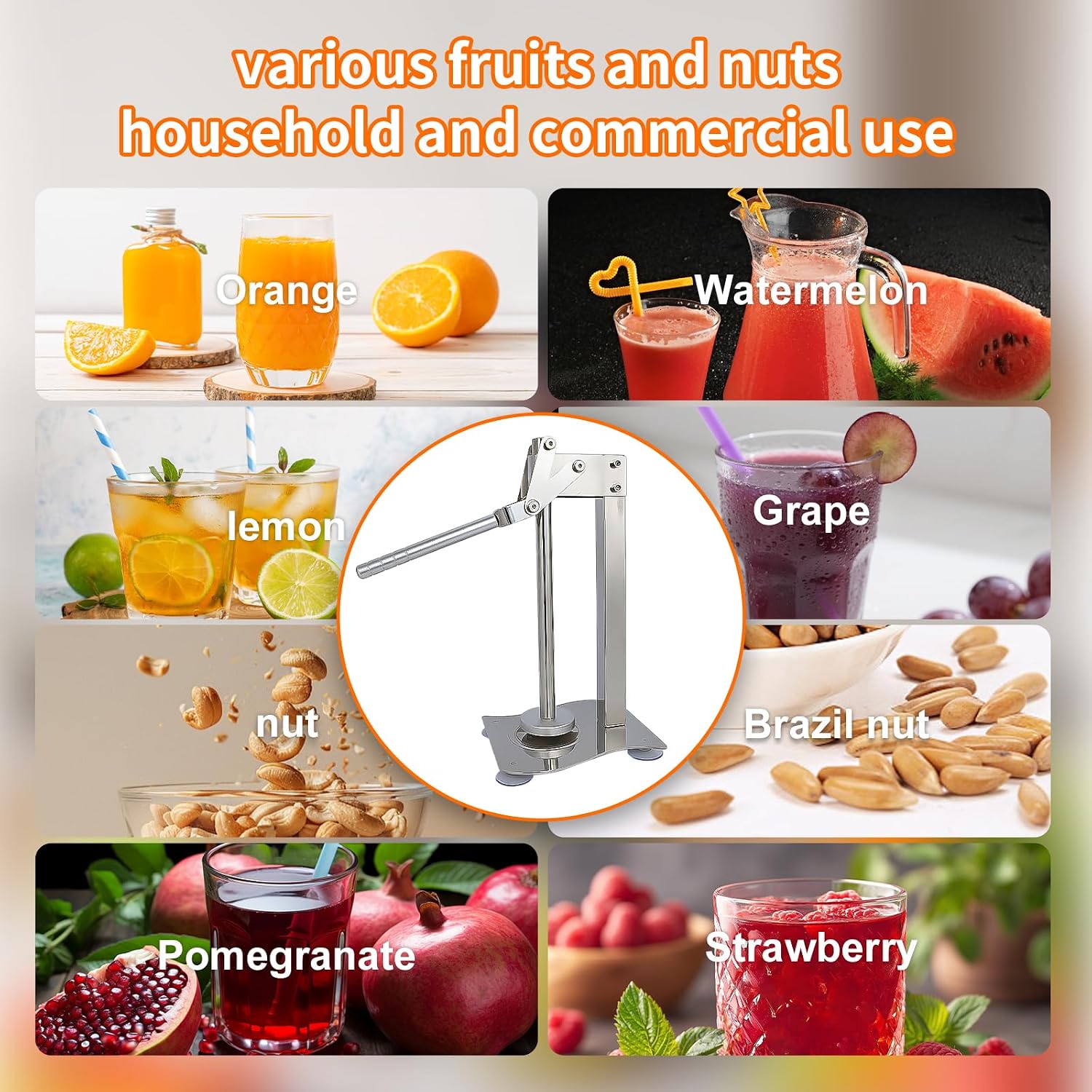 Manual desktop heavy duty lemon smasher orange juicer lemon squeezer citrus juicer fruit crusher lime extractor nut grinder for fruit and nuts（WN014)