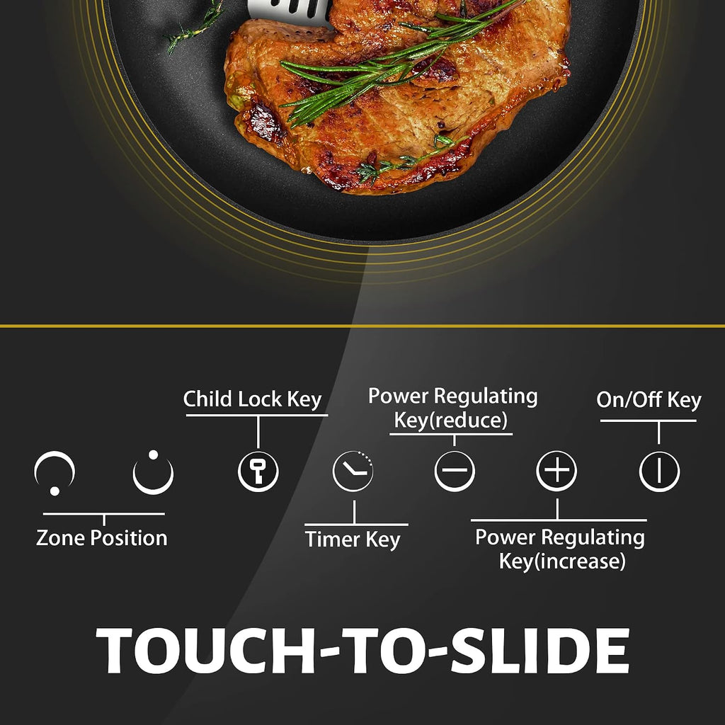 Noxton 2 Burner Electric Cooktop, 12 inch Built-in Electric Stove Top,3000W, Hard Wire for 220V~240V