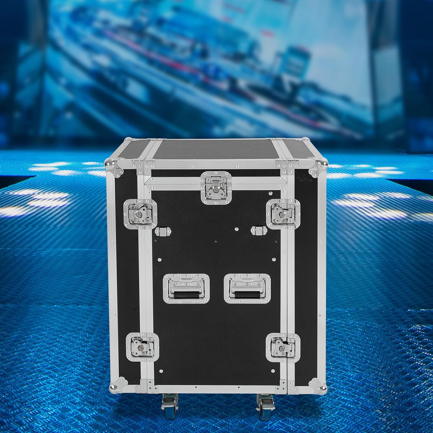 12U PA DJ Rack with DJ Table Tops, 661LBS Recording Studio Racks Audio Equipment Cabinet, Mobile Stereo Rack with Lockable Wheels for Studio/Wedding (12U)