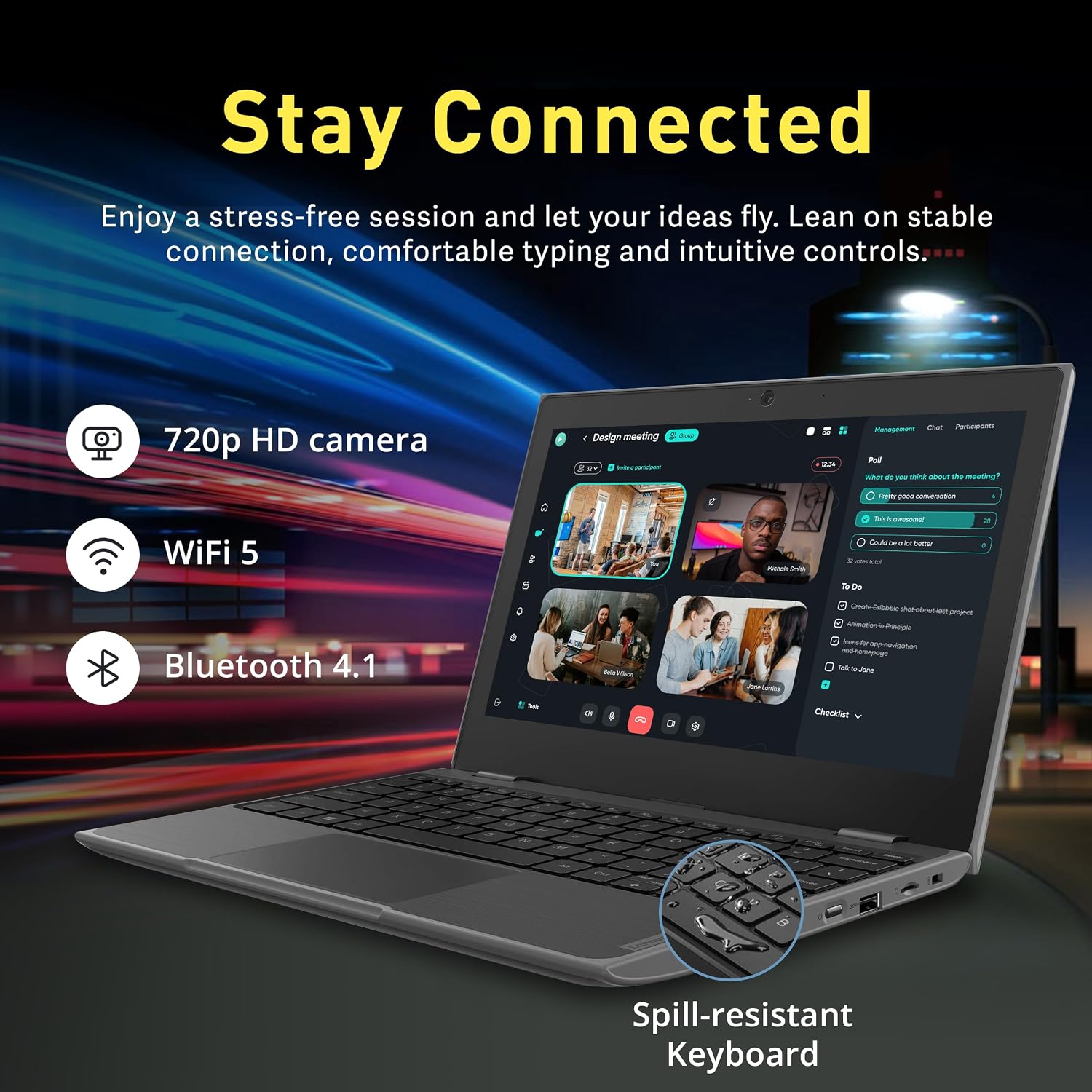 Lenovo Chromebook 100e (2nd Gen) 11.6' HD Laptop, MediaTek MT8173C, 4GB LPDDR3, 32GB eMMC, Integrated PowerVR GX6250, 720P HD Webcam, WiFi 5, Chrome OS, Black (Renewed)
