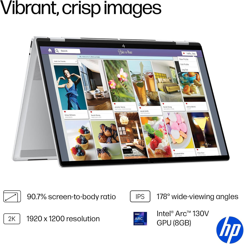 HP OmniBook 7 Flip 16 inch 2-in-1 Next Gen AI PC, 2K Touchscreen Display, Intel Core Ultra 5 226V, 16 GB RAM, 512 GB SSD, Intel Arc 130V GPU, Windows 11 Home, Copilot+ PC, Glacier Silver, 16-au0000nr